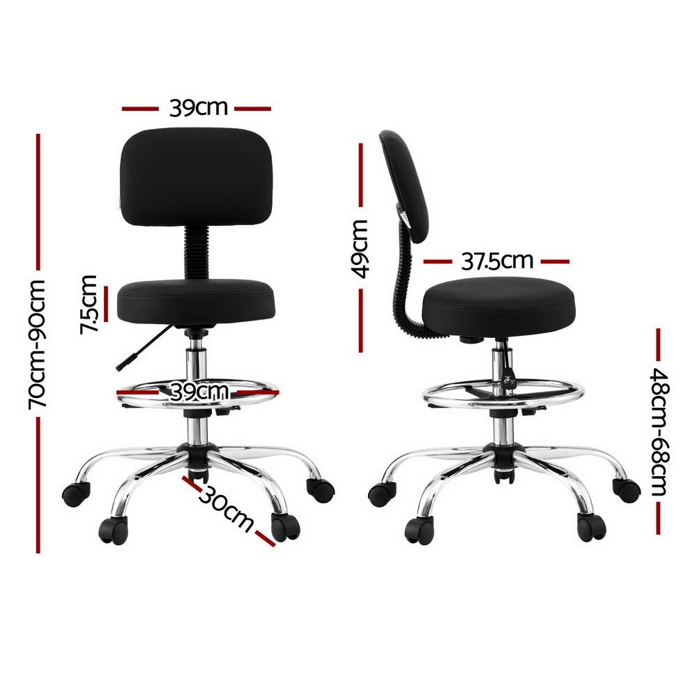 Artiss Office Chair Drafting Computer Standing Desk Chairs Ergonomic PU Black-Furniture > Office > Office &amp; Desk Chairs-PEROZ Accessories