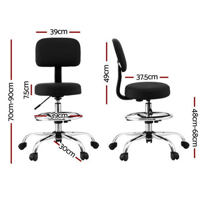 Artiss Office Chair Drafting Computer Standing Desk Chairs Ergonomic PU Black-Furniture > Office > Office &amp; Desk Chairs-PEROZ Accessories