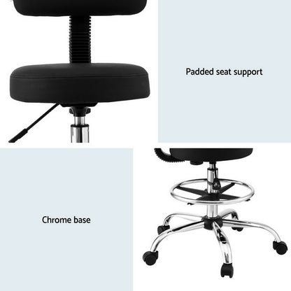 Artiss Office Chair Drafting Computer Standing Desk Chairs Ergonomic PU Black-Furniture > Office > Office &amp; Desk Chairs-PEROZ Accessories