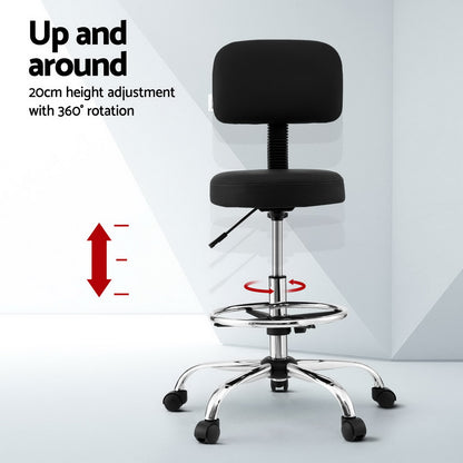 Artiss Office Chair Drafting Computer Standing Desk Chairs Ergonomic PU Black-Furniture &gt; Office &gt; Office &amp; Desk Chairs-PEROZ Accessories