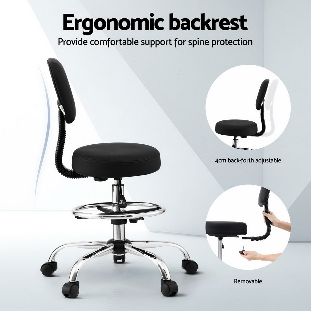 Artiss Office Chair Drafting Computer Standing Desk Chairs Ergonomic PU Black-Furniture &gt; Office &gt; Office &amp; Desk Chairs-PEROZ Accessories