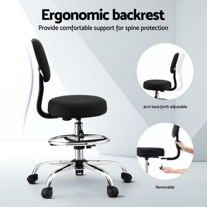 Artiss Office Chair Drafting Computer Standing Desk Chairs Ergonomic PU Black-Furniture &gt; Office &gt; Office &amp; Desk Chairs-PEROZ Accessories