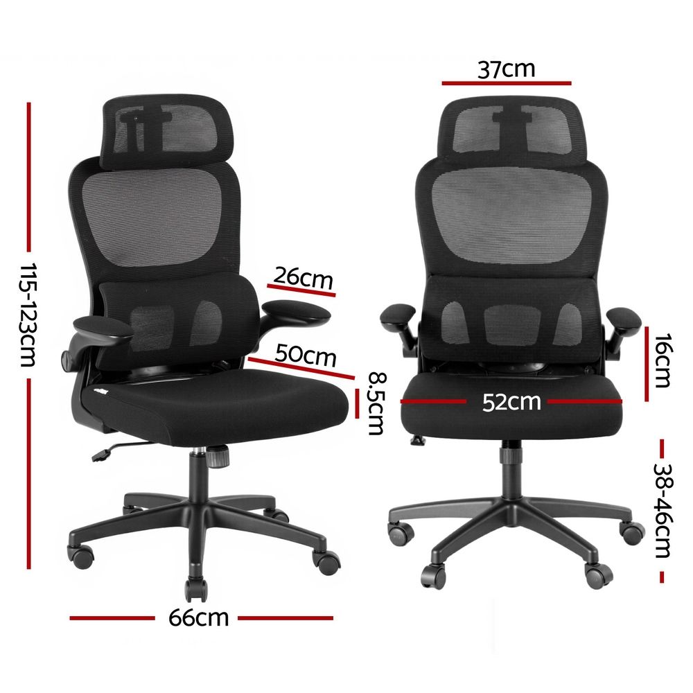 Artiss Ergonomic Office Chair Mesh Chairs Black-Furniture > Office > Office &amp; Desk Chairs-PEROZ Accessories
