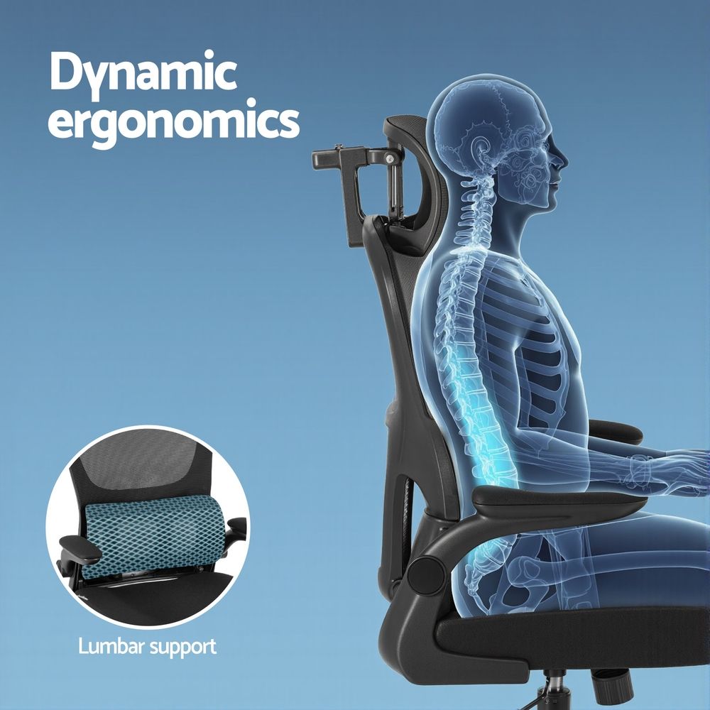 Artiss Ergonomic Office Chair Mesh Chairs Black-Furniture > Office > Office &amp; Desk Chairs-PEROZ Accessories