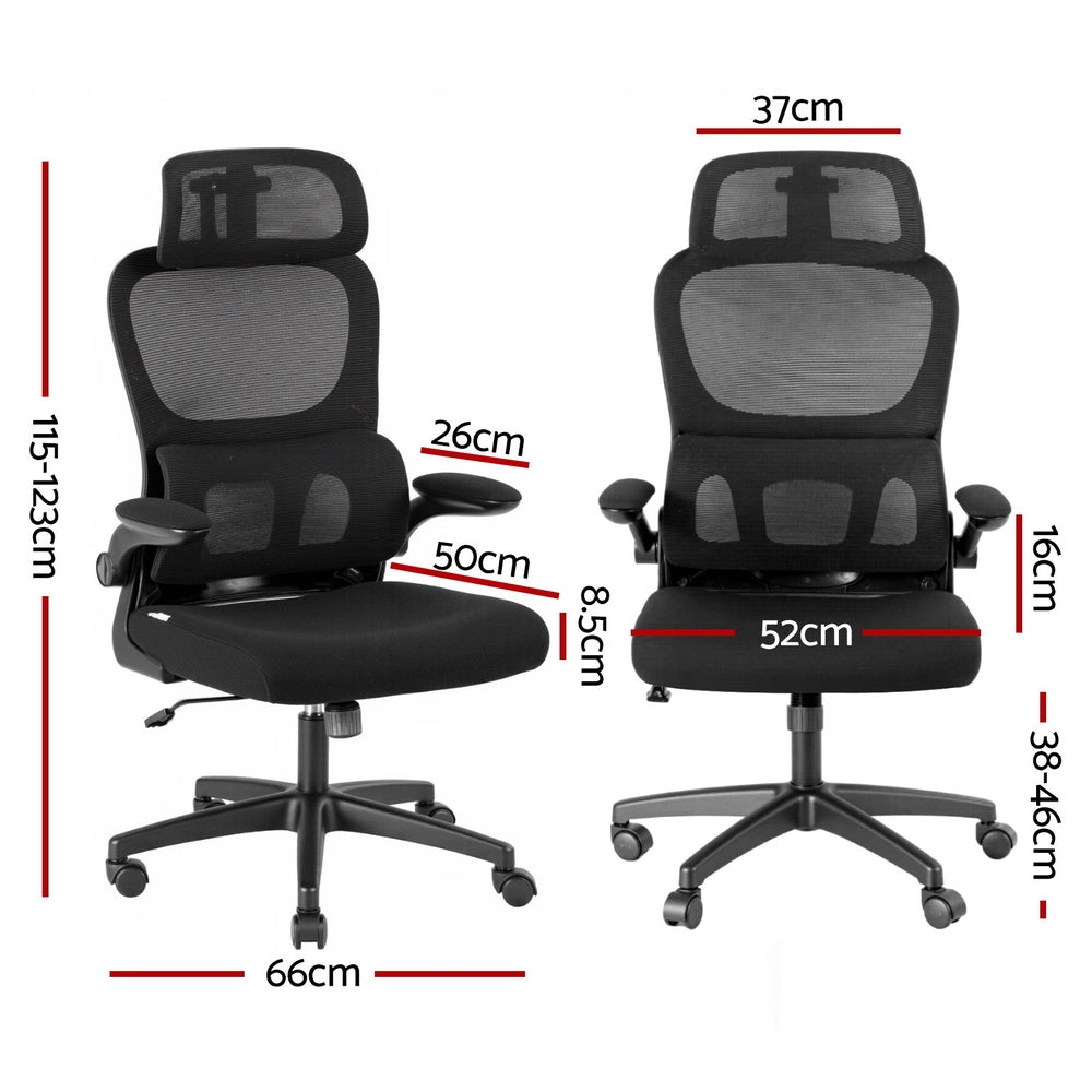 Artiss Ergonomic Office Chair Mesh Chairs Black-Furniture &gt; Office &gt; Office &amp; Desk Chairs-PEROZ Accessories