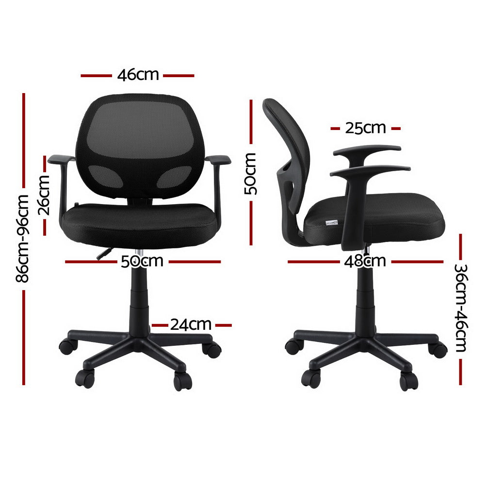 Artiss Mesh Office Chair Computer Gaming Desk Chairs Work Study Mid Back Black-Furniture &gt; Office &gt; Office &amp; Desk Chairs-PEROZ Accessories