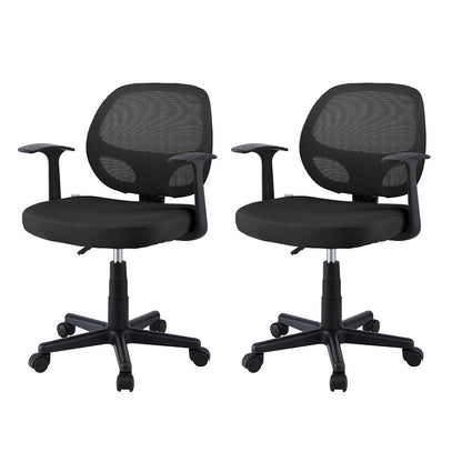 Artiss 2x Mesh Office Chair Computer Gaming Desk Chairs Work Study Mid Back Black-Furniture &gt; Office &gt; Office &amp; Desk Chairs-PEROZ Accessories