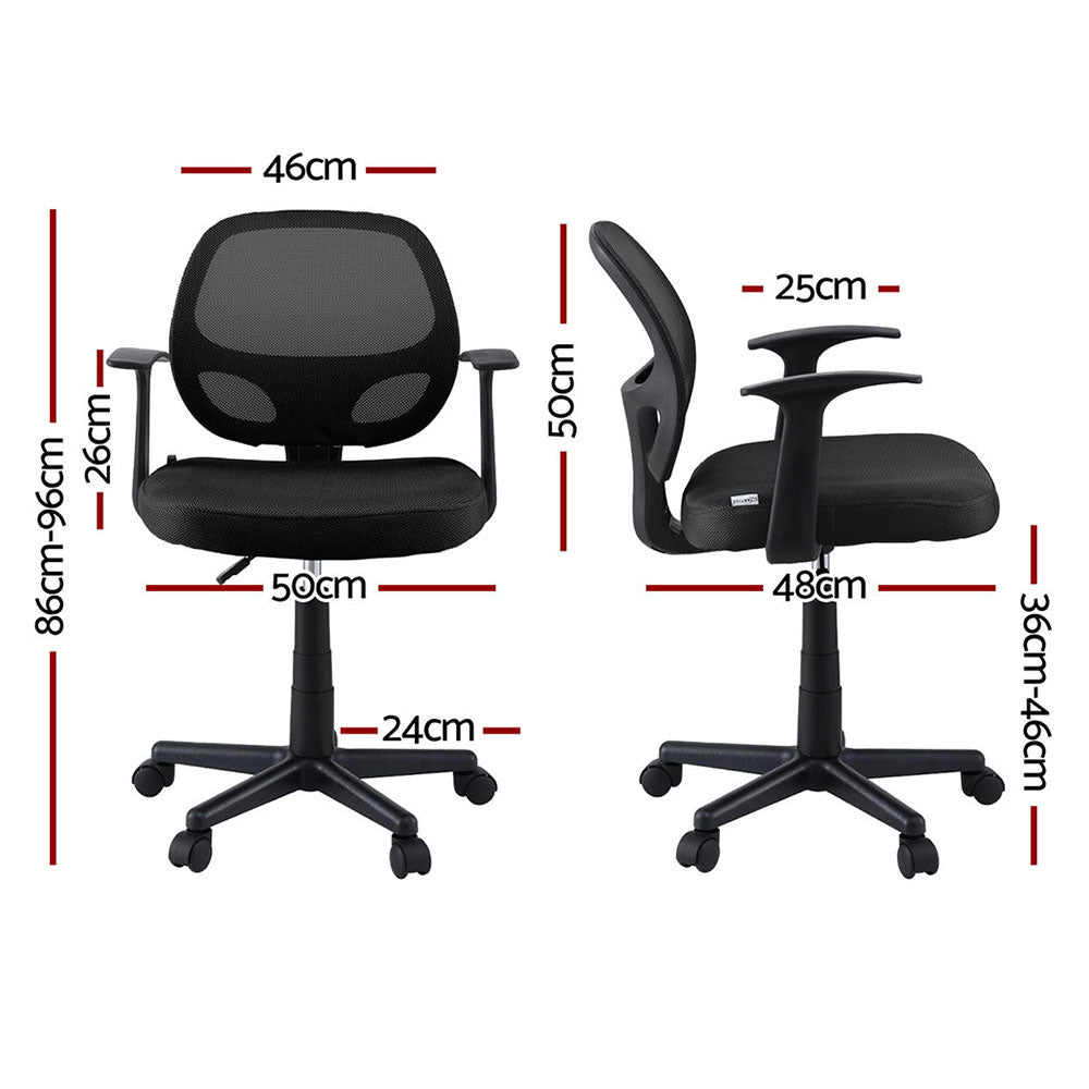Artiss 2x Mesh Office Chair Computer Gaming Desk Chairs Work Study Mid Back Black-Furniture &gt; Office &gt; Office &amp; Desk Chairs-PEROZ Accessories
