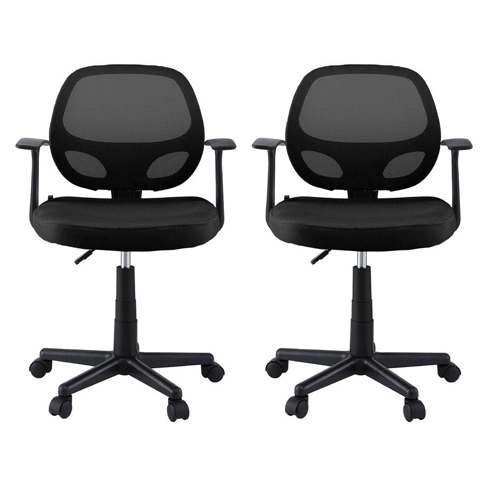 Artiss 2x Mesh Office Chair Computer Gaming Desk Chairs Work Study Mid Back Black-Furniture &gt; Office &gt; Office &amp; Desk Chairs-PEROZ Accessories