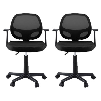 Artiss 2x Mesh Office Chair Computer Gaming Desk Chairs Work Study Mid Back Black-Furniture &gt; Office &gt; Office &amp; Desk Chairs-PEROZ Accessories