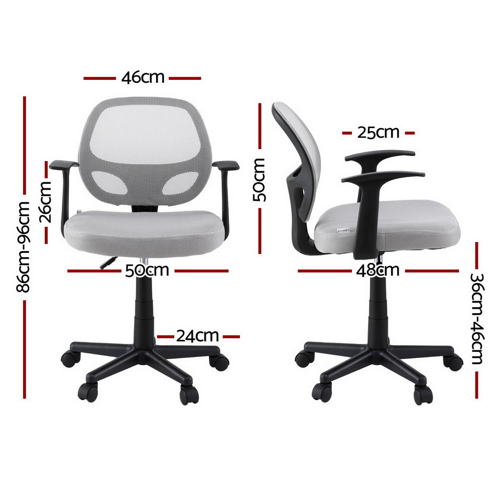 Artiss Mesh Office Chair Computer Gaming Desk Chairs Work Study Mid Back Grey-Furniture &gt; Office &gt; Office &amp; Desk Chairs-PEROZ Accessories