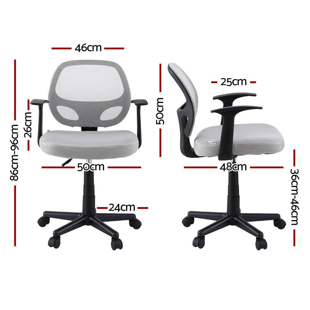 Artiss 2x Mesh Office Chair Computer Gaming Desk Chairs Work Study Mid Back Grey-Furniture &gt; Office &gt; Office &amp; Desk Chairs-PEROZ Accessories