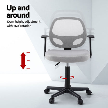 Artiss 2x Mesh Office Chair Computer Gaming Desk Chairs Work Study Mid Back Grey-Furniture &gt; Office &gt; Office &amp; Desk Chairs-PEROZ Accessories