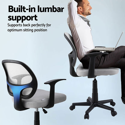 Artiss 2x Mesh Office Chair Computer Gaming Desk Chairs Work Study Mid Back Grey-Furniture &gt; Office &gt; Office &amp; Desk Chairs-PEROZ Accessories