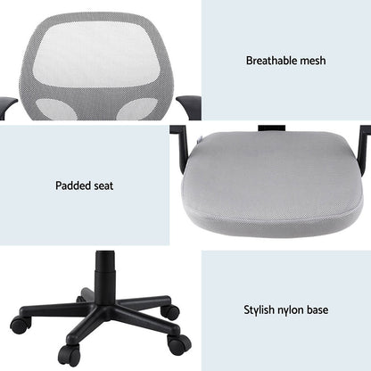 Artiss 2x Mesh Office Chair Computer Gaming Desk Chairs Work Study Mid Back Grey-Furniture &gt; Office &gt; Office &amp; Desk Chairs-PEROZ Accessories