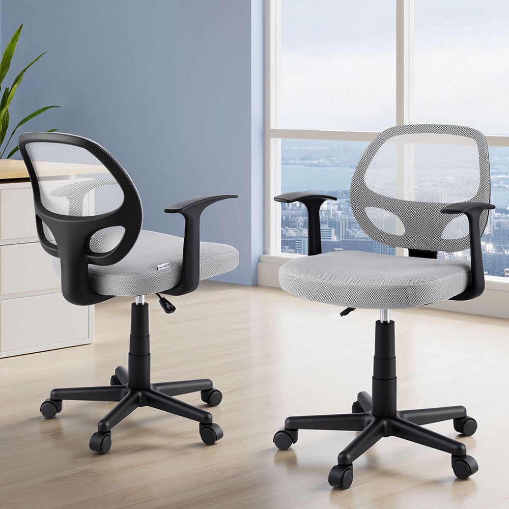 Artiss 2x Mesh Office Chair Computer Gaming Desk Chairs Work Study Mid Back Grey-Furniture &gt; Office &gt; Office &amp; Desk Chairs-PEROZ Accessories
