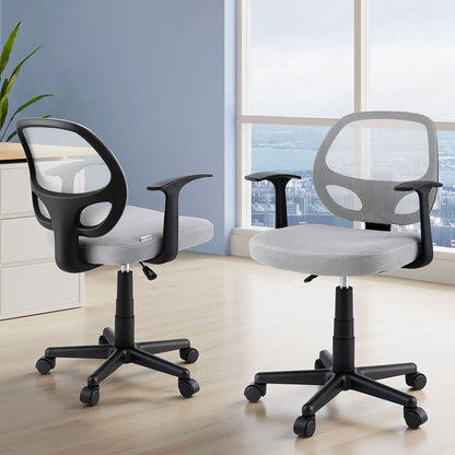 Artiss 2x Mesh Office Chair Computer Gaming Desk Chairs Work Study Mid Back Grey-Furniture &gt; Office &gt; Office &amp; Desk Chairs-PEROZ Accessories