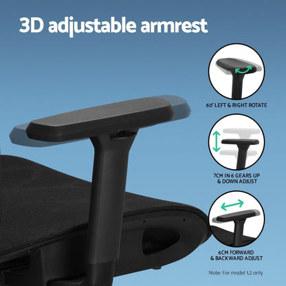 Artiss Ergonomic Office Chair Recline Black-Furniture > Bar Stools &amp; Chairs-PEROZ Accessories