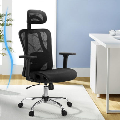 Artiss Ergonomic Office Chair Recline Black-Furniture > Bar Stools &amp; Chairs-PEROZ Accessories