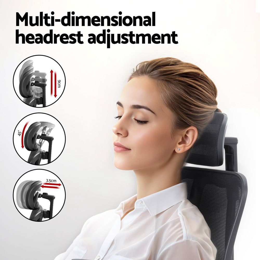 Artiss Ergonomic Mesh Office Chair Black-Furniture > Office > Office &amp; Desk Chairs-PEROZ Accessories