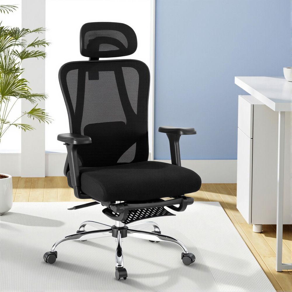 Artiss Ergonomic Mesh Office Chair Black-Furniture > Office > Office &amp; Desk Chairs-PEROZ Accessories