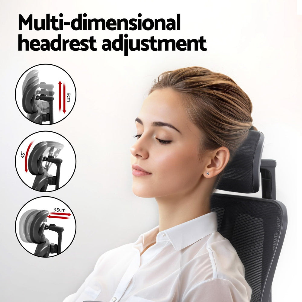 Artiss Ergonomic Mesh Office Chair Black-Furniture &gt; Office &gt; Office &amp; Desk Chairs-PEROZ Accessories