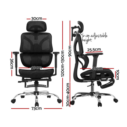 Artiss Ergonomic Office Chair Footrest Black-Furniture > Bar Stools &amp; Chairs-PEROZ Accessories
