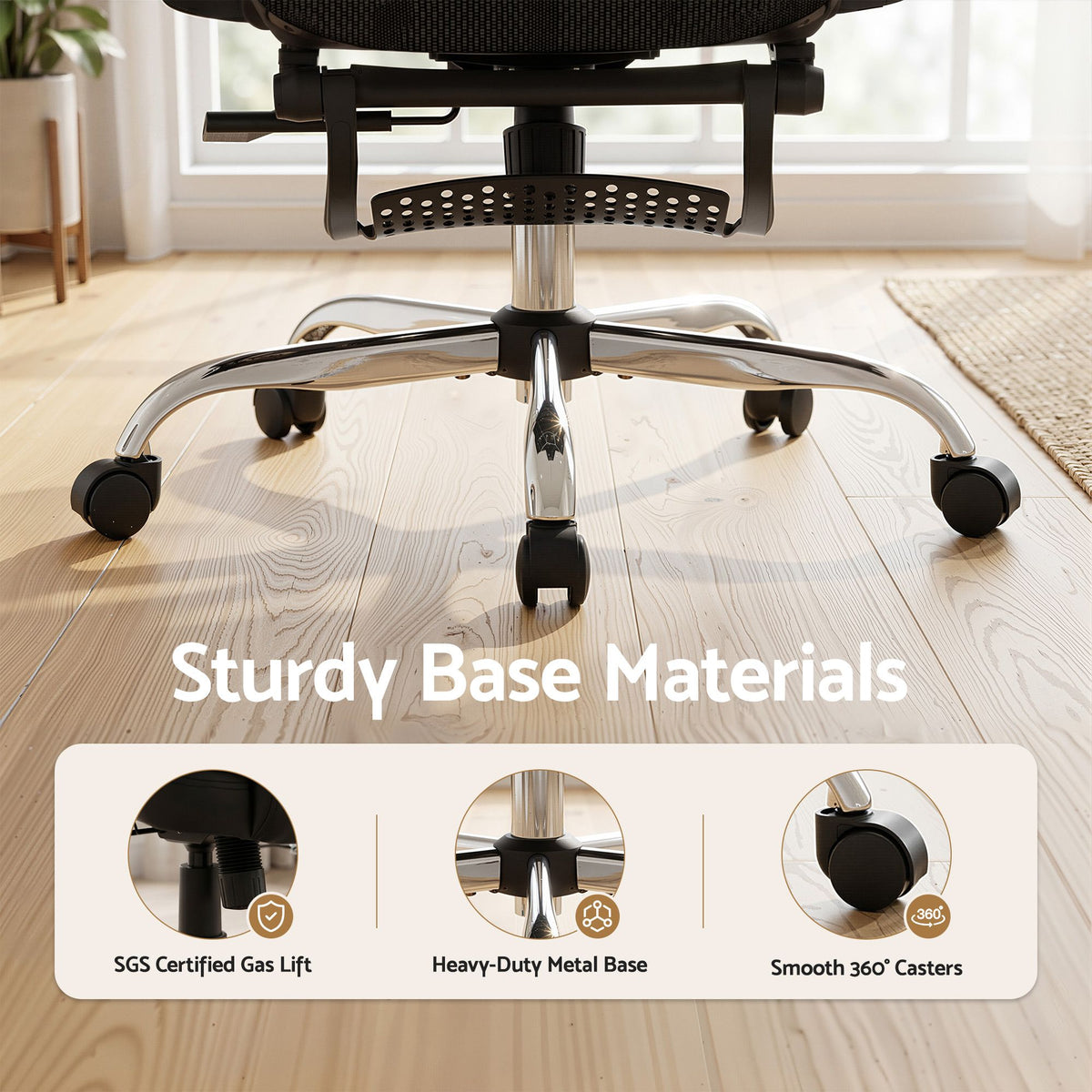 Artiss Ergonomic Office Chair Footrest Black-Furniture > Bar Stools &amp; Chairs-PEROZ Accessories
