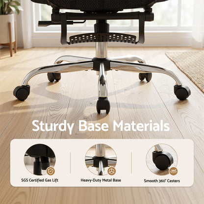Artiss Ergonomic Office Chair Footrest Black-Furniture > Bar Stools &amp; Chairs-PEROZ Accessories