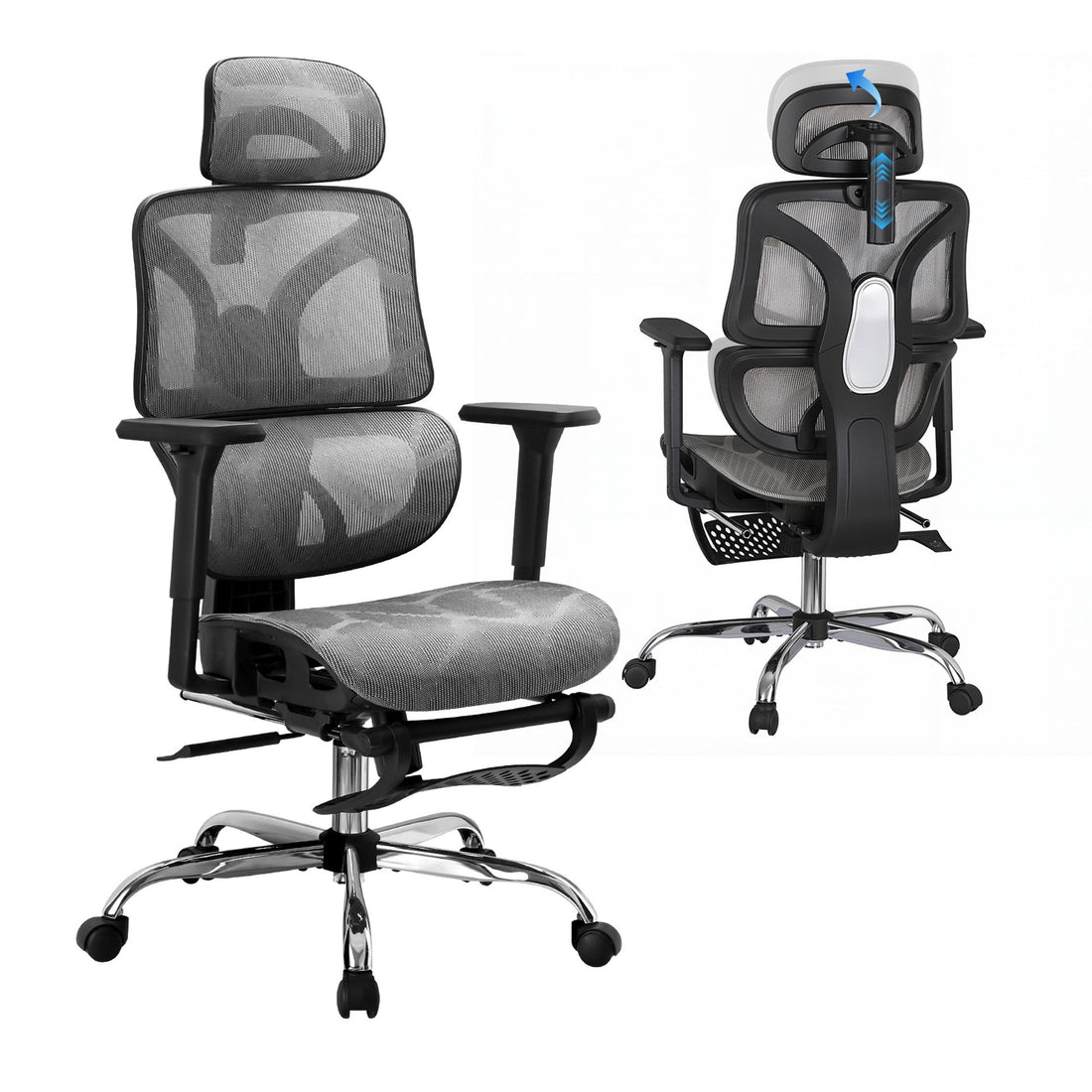 Artiss Ergonomic Office Chair Footrest Grey-Furniture > Bar Stools &amp; Chairs-PEROZ Accessories