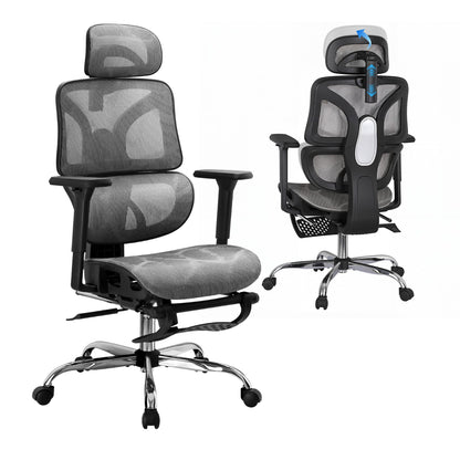 Artiss Ergonomic Office Chair Footrest Grey-Furniture > Bar Stools &amp; Chairs-PEROZ Accessories