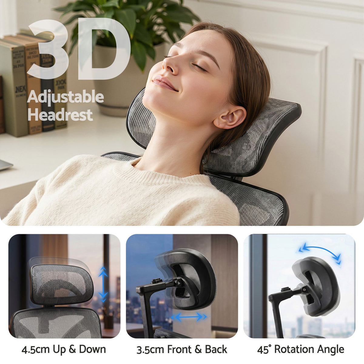Artiss Ergonomic Office Chair Footrest Grey-Furniture > Bar Stools &amp; Chairs-PEROZ Accessories