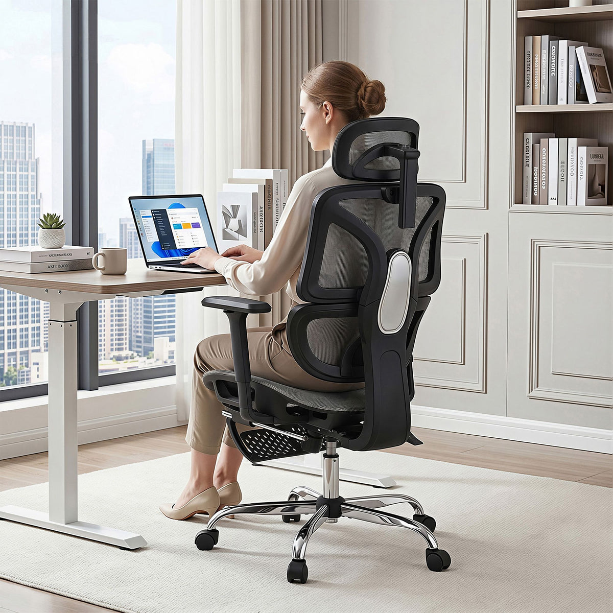 Artiss Ergonomic Office Chair Footrest Grey-Furniture > Bar Stools &amp; Chairs-PEROZ Accessories