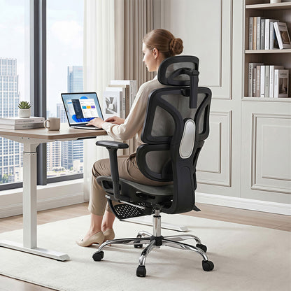 Artiss Ergonomic Office Chair Footrest Grey-Furniture > Bar Stools &amp; Chairs-PEROZ Accessories