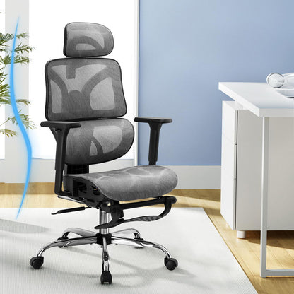 Artiss Ergonomic Office Chair Footrest Grey-Furniture &gt; Bar Stools &amp; Chairs-PEROZ Accessories