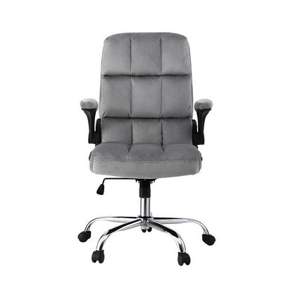 Artiss Office Chair Velvet Seat Racing Gaming Computer Desk Chairs Armrest Grey-Furniture &gt; Office &gt; Office &amp; Desk Chairs-PEROZ Accessories