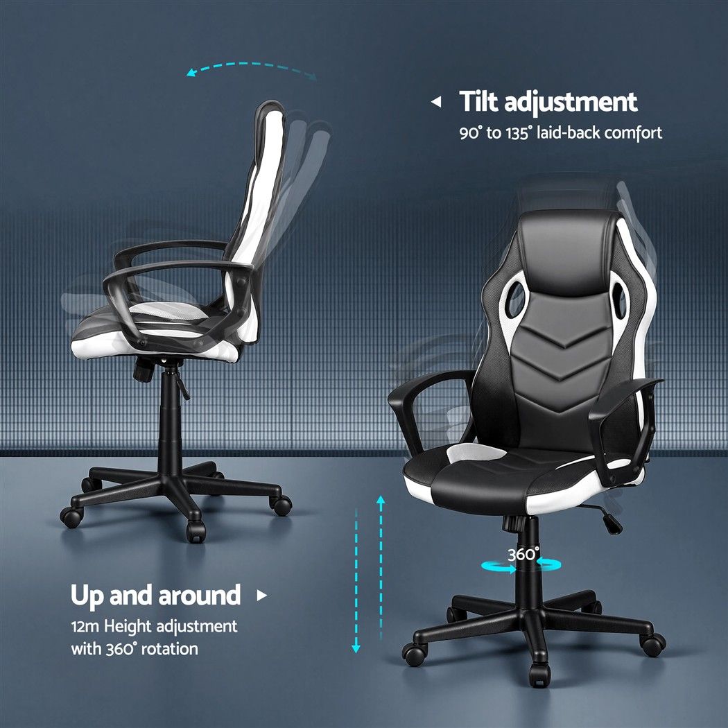 Astiss Gaming Office Chair Desk Racing Computer Chairs Executive Home Black &amp; White