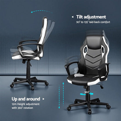 Astiss Gaming Office Chair Desk Racing Computer Chairs Executive Home Black &amp; White