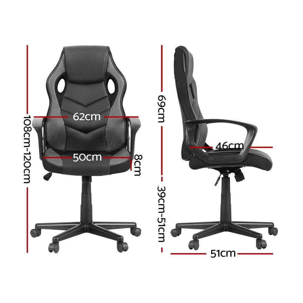 Artiss Gaming Office Chair Computer Chairs Grey-Furniture > Bar Stools &amp; Chairs-PEROZ Accessories
