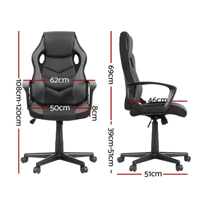Artiss Gaming Office Chair Computer Chairs Grey-Furniture > Bar Stools &amp; Chairs-PEROZ Accessories