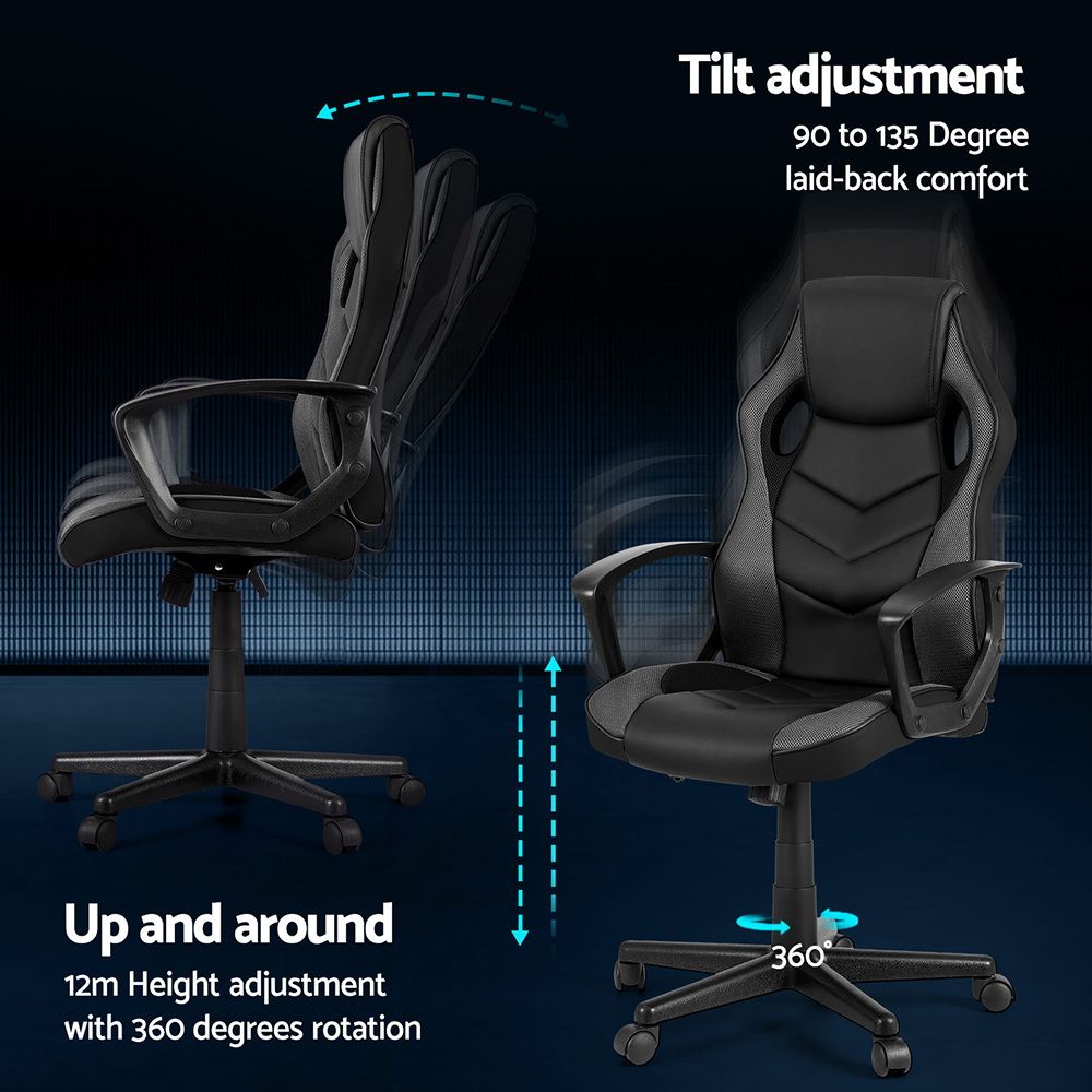 Artiss Gaming Office Chair Computer Chairs Grey-Furniture > Bar Stools &amp; Chairs-PEROZ Accessories