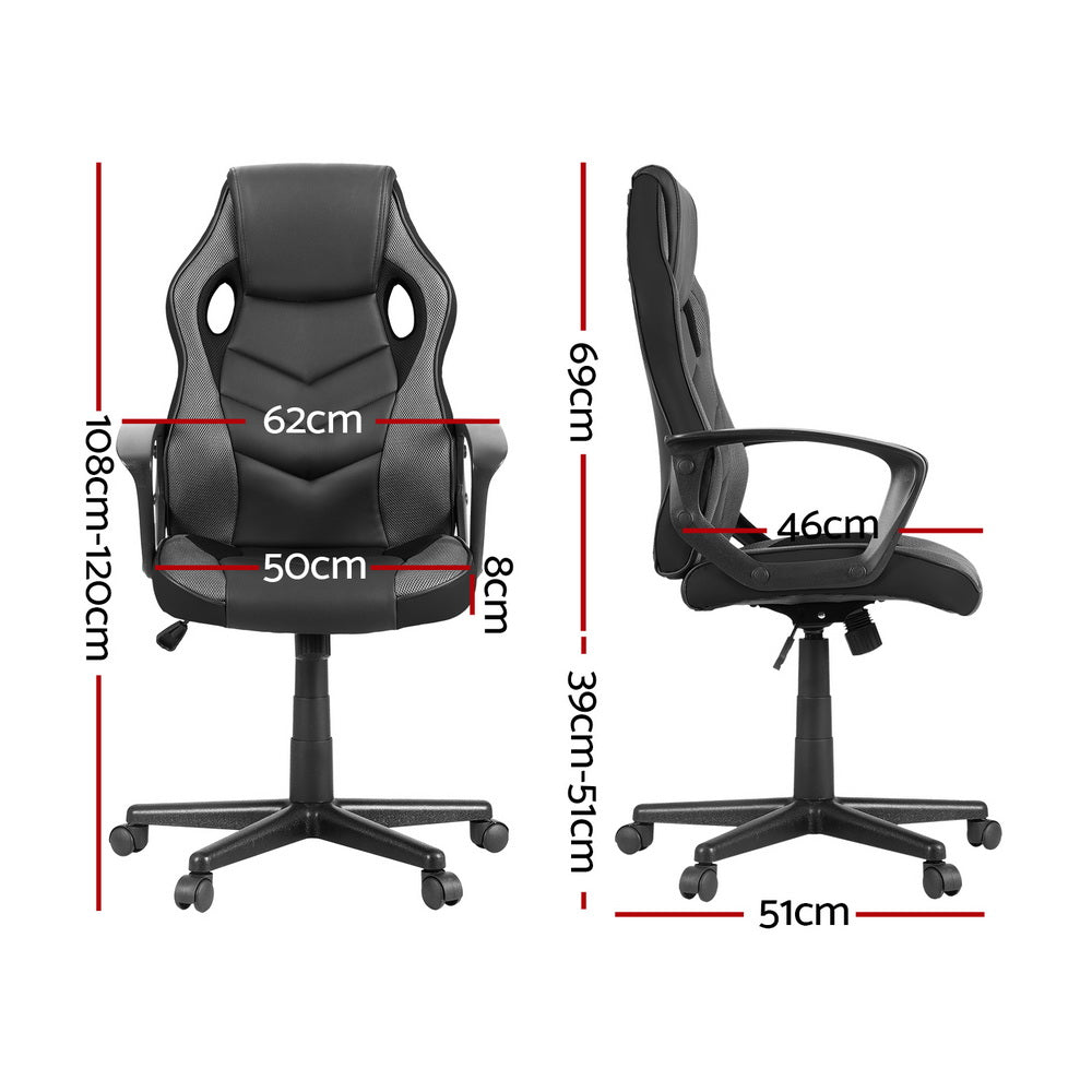Artiss Gaming Office Chair Computer Chairs Grey-Furniture &gt; Bar Stools &amp; Chairs-PEROZ Accessories