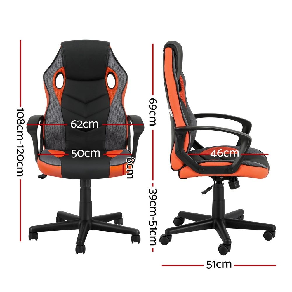 Artiss Gaming Office Chair Computer Executive Racing Chairs High Back Orange-Furniture > Office-PEROZ Accessories