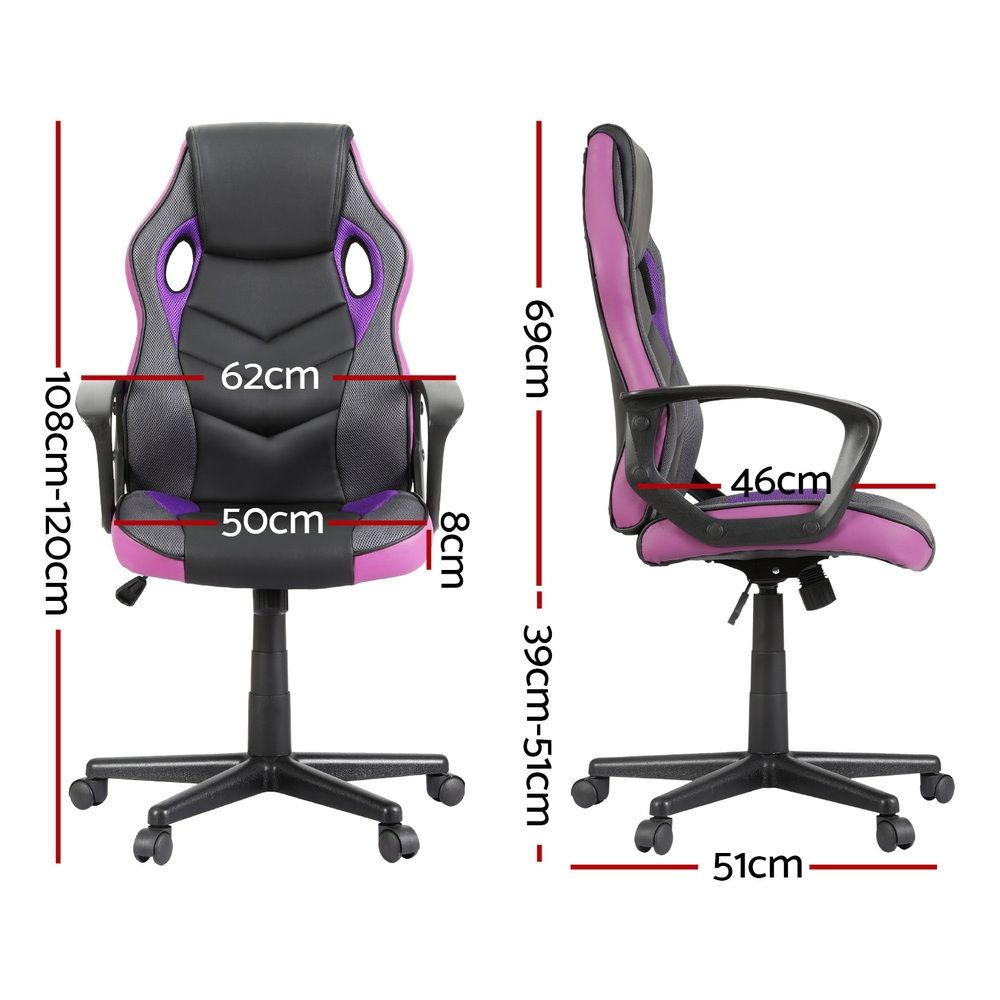 Artiss Gaming Office Chair Computer Chairs Purple-Furniture > Bar Stools &amp; Chairs-PEROZ Accessories