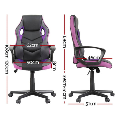 Artiss Gaming Office Chair Computer Chairs Purple-Furniture > Bar Stools &amp; Chairs-PEROZ Accessories