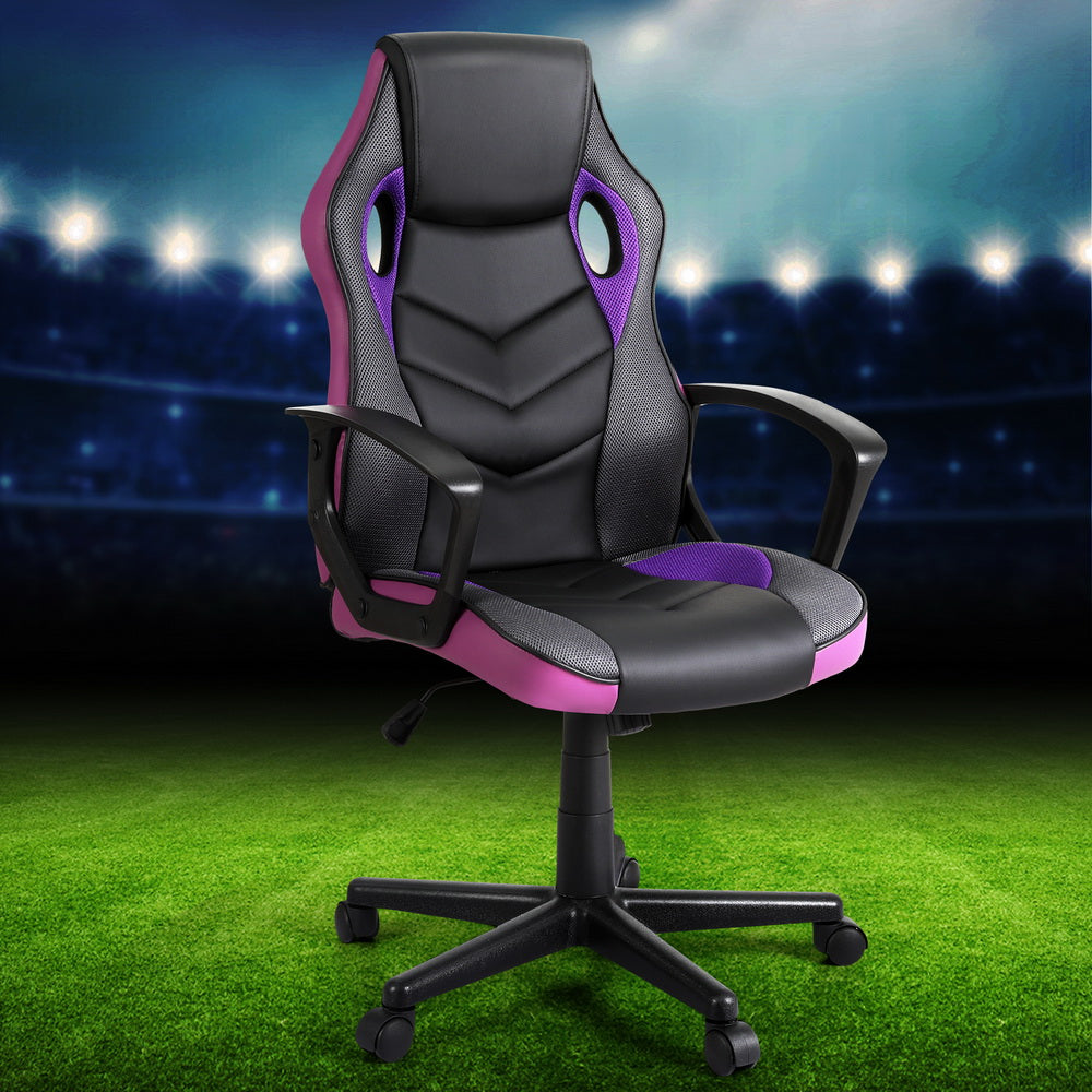 Artiss Gaming Office Chair Computer Chairs Purple-Furniture &gt; Bar Stools &amp; Chairs-PEROZ Accessories