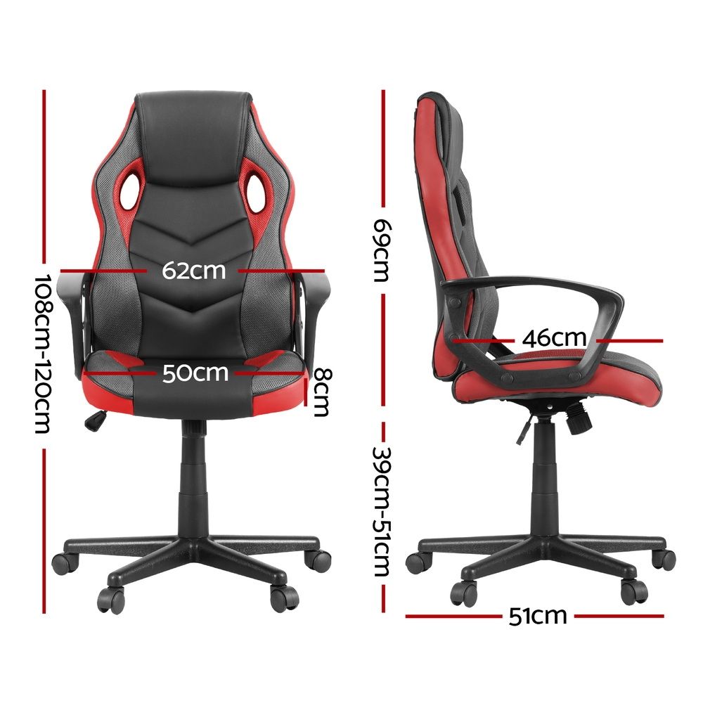 Artiss Gaming Office Chair Computer Chairs Red-Furniture > Bar Stools &amp; Chairs-PEROZ Accessories