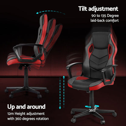 Artiss Gaming Office Chair Computer Chairs Red-Furniture > Bar Stools &amp; Chairs-PEROZ Accessories