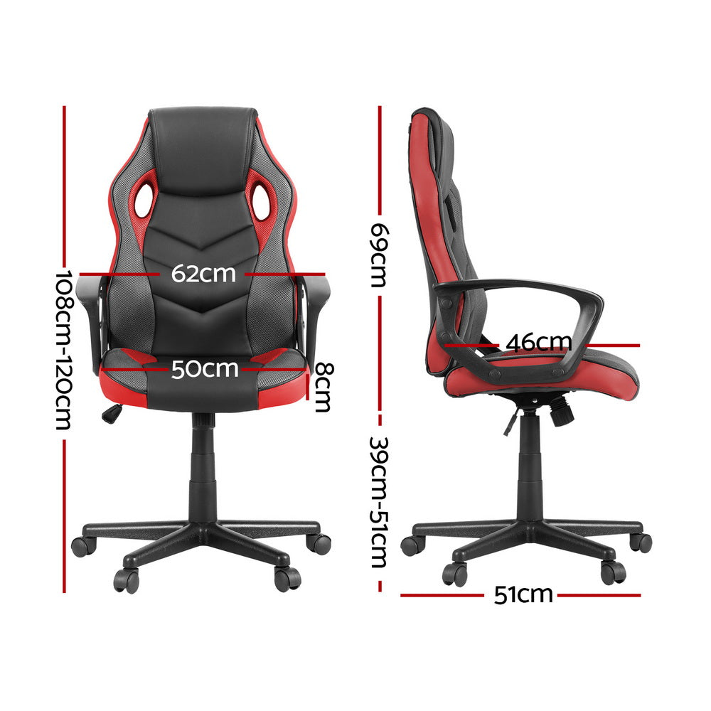 Artiss Gaming Office Chair Computer Chairs Red-Furniture &gt; Bar Stools &amp; Chairs-PEROZ Accessories