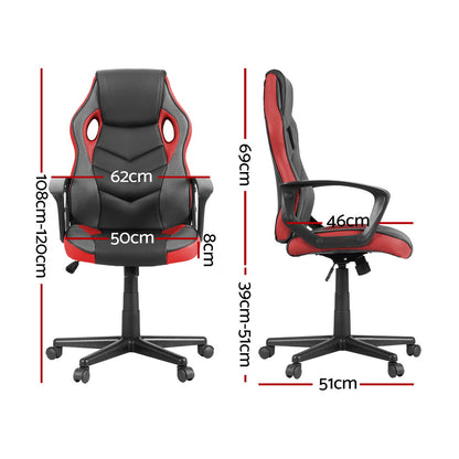 Artiss Gaming Office Chair Computer Chairs Red-Furniture &gt; Bar Stools &amp; Chairs-PEROZ Accessories